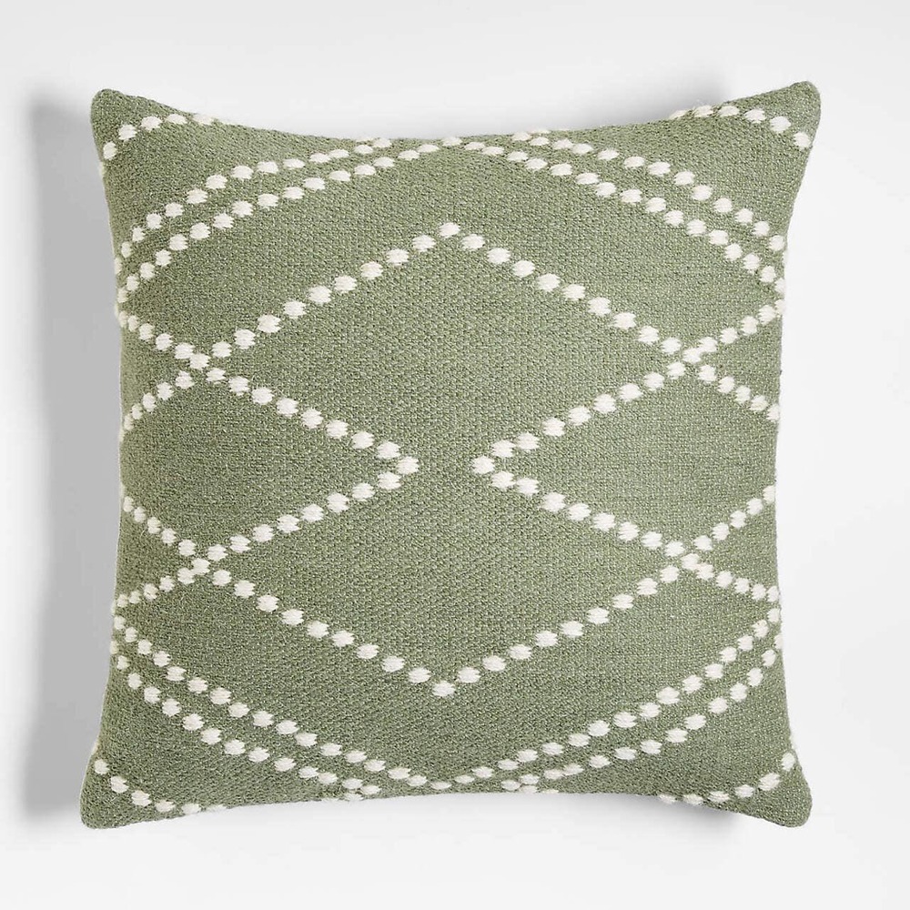Set of 2 Crate & Barrel Sage Kilim Cotton Wool Blend Throw Pillow Covers 23x23
